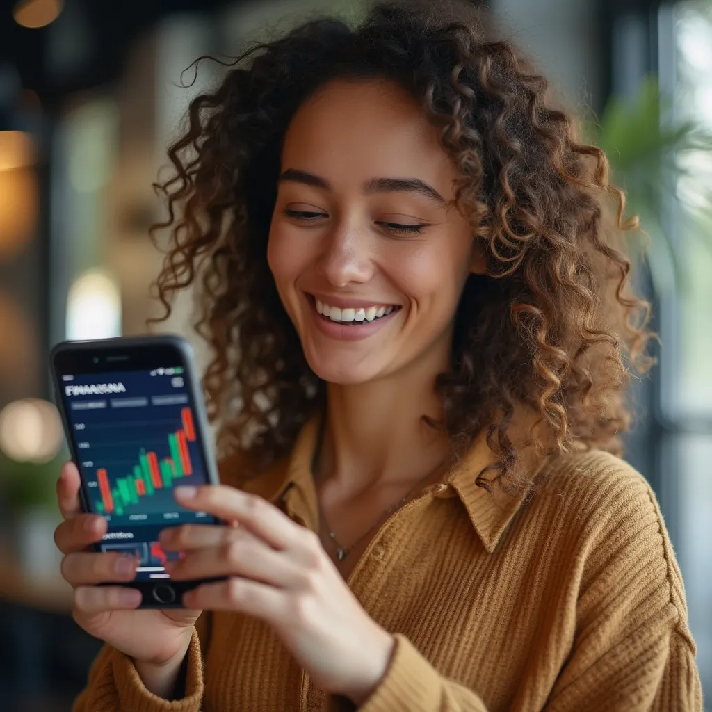 Utilisateur consultant ses finances sur son smartphone